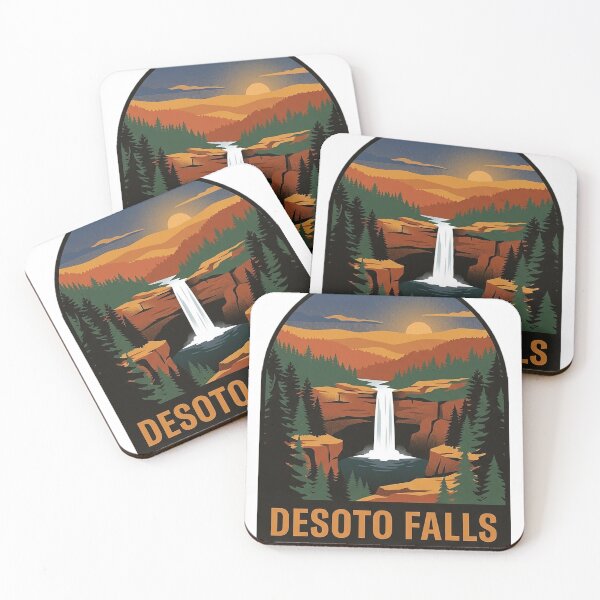 Item preview, DeSoto Falls Mentone Alabama Autumn Ridge Arched Badge Sticker designed and sold by DetourDgn.