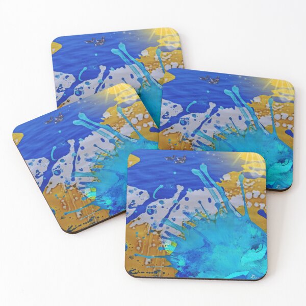 Item preview, Blue Splash Abstract Water Sky Migrating Geese designed and sold by lidafrederikse.