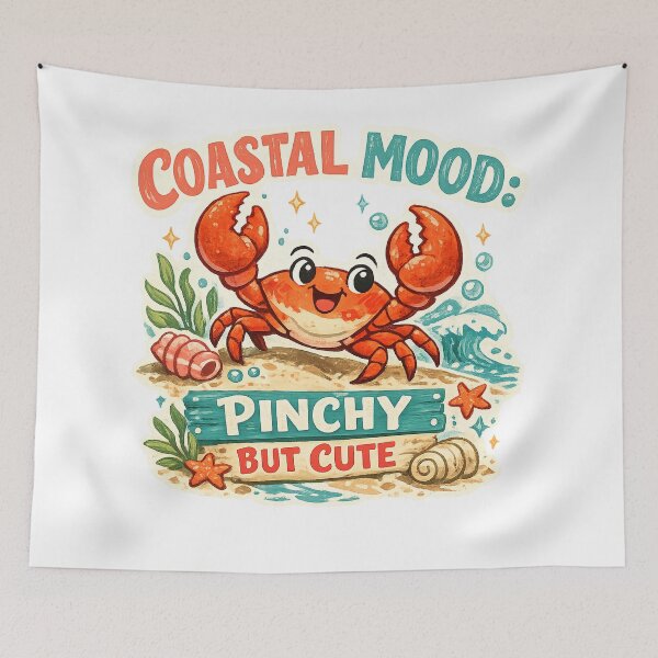 Item preview, Coastal Mood Pinchy but Cute Funny Crab Beach Ocean Lover Design designed and sold by inkoutninja.