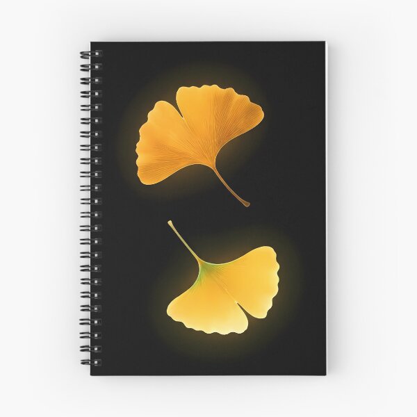 Item preview, Minimalist Japanese Autumn – Glowing Ginkgo Leaves on Black designed and sold by Jun-spirit-Arts.