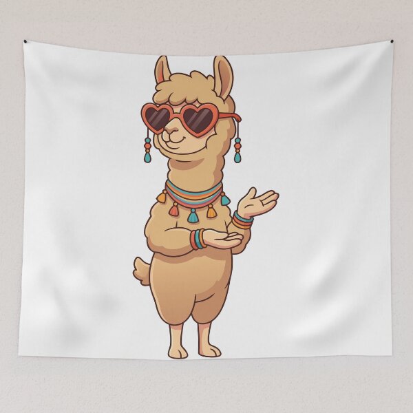 Item preview, Cool Boho Llama Heart Sunglasses Bohemian Alpaca Cartoon Art designed and sold by Rupesh-Art26.