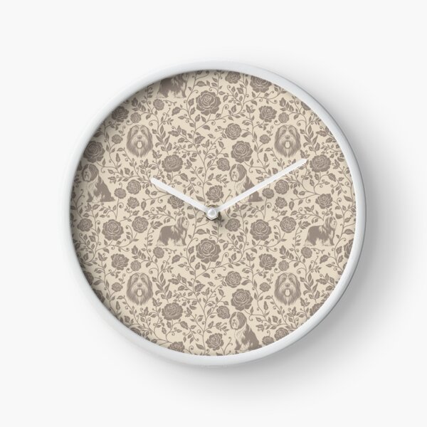 Item preview, Bearded Collie Floral Silhouette Botanical Art Sepia designed and sold by WildLakePatterns.