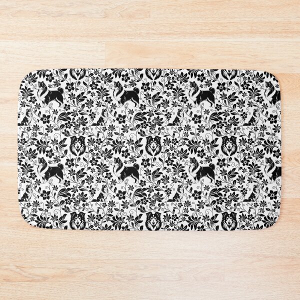 Item preview, Shetland Sheepdog Floral Silhouette Botanical Art Black designed and sold by WildLakePatterns.