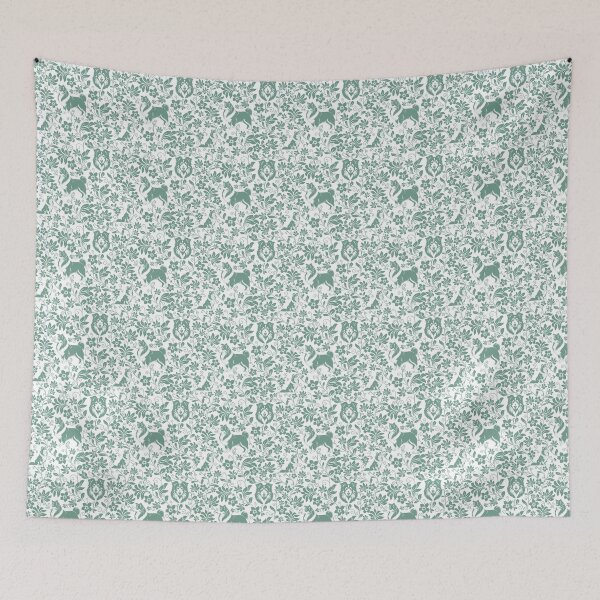 Item preview, Shetland Sheepdog Floral Silhouette Botanical Art Green designed and sold by WildLakePatterns.