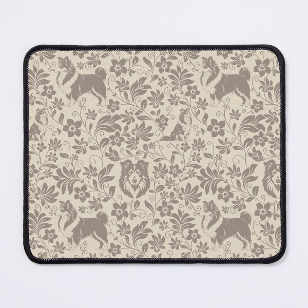 Item preview, Shetland Sheepdog Floral Silhouette Botanical Art Sepia designed and sold by WildLakePatterns.