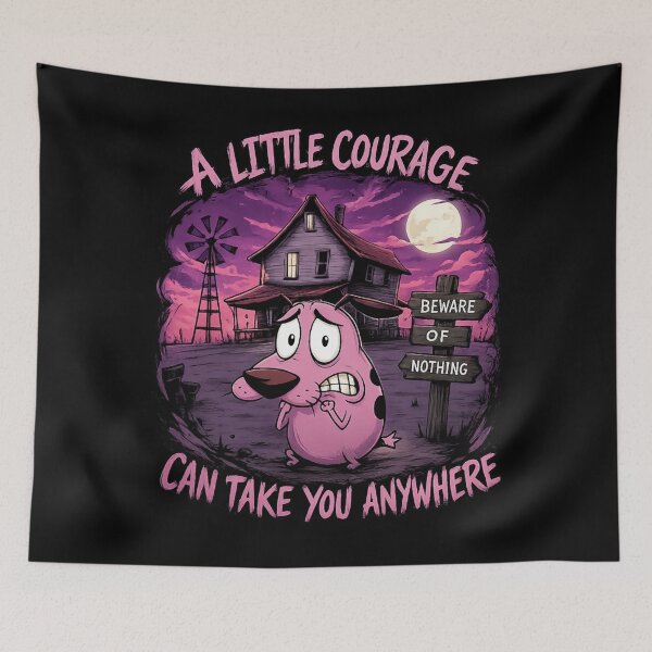 Item preview, A Little Courage Can Take You Anywhere Spooky Cartoon Dog Halloween Gothic Art Classic  designed and sold by krowsunna.