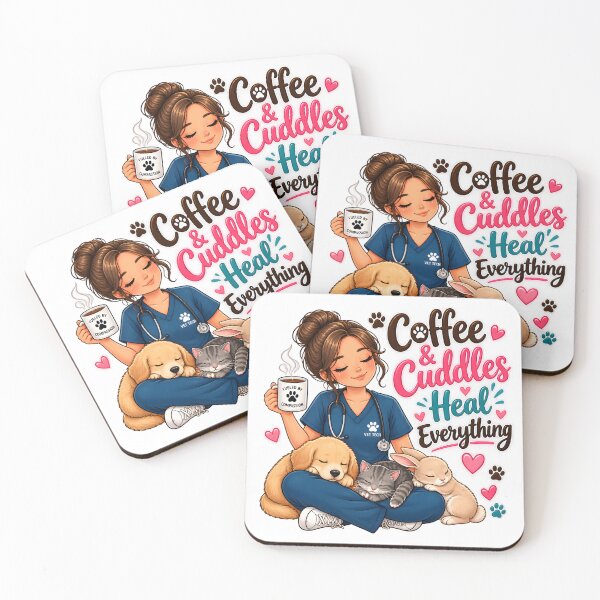 Item preview, Coffee & Cuddles Heal Everything – Cute Vet Tech Veterinary Design designed and sold by Bettybee00.