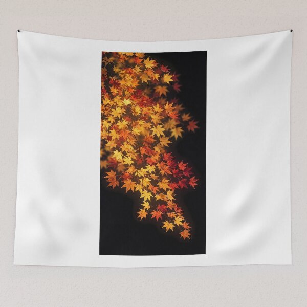 Item preview, Luminous Japanese Autumn – Glowing Maple (Momiji) Branch on Black designed and sold by Jun-spirit-Arts.