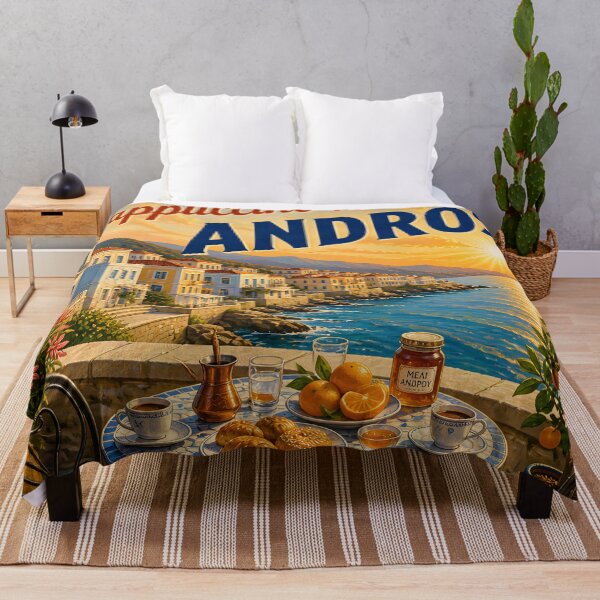 Item preview, Cappuccino in Andros – Vintage Coastal Travel Poster designed and sold by LSVart.