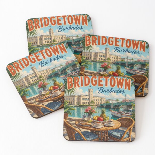 Item preview, Bridgetown Barbados – Vintage Waterfront Travel Poster designed and sold by LSVart.