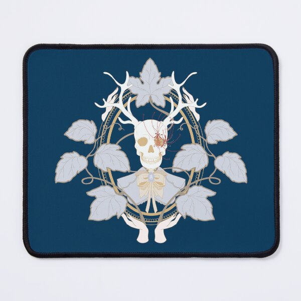 Item preview, Spider Lily in Pumpkin Leaves - Gold on Blue designed and sold by prynadd / Alena's Magic Patterns.