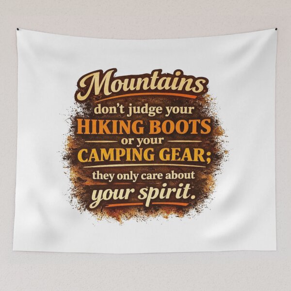 Item preview, Mountains Don’t Judge Hiking Spirit Quote designed and sold by GabeMountainArt.