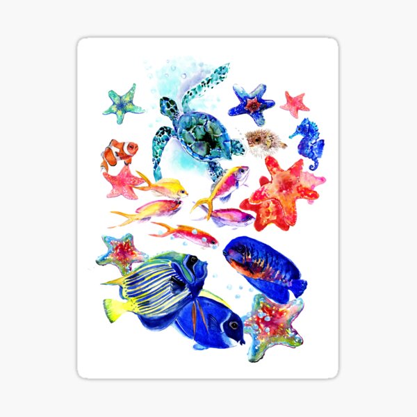 Artikel-Vorschau von Korallenmeer, Unterwasserszenenstrand, tropische bunte Kinder entwerfen Kinderraumkunst, designt und verkauft von surenart.