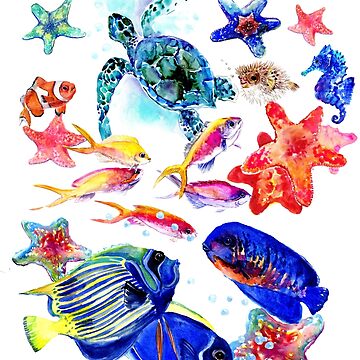 Vorschaubild zum Design Korallenmeer, Unterwasserszenenstrand, tropische bunte Kinder entwerfen Kinderraumkunst von surenart