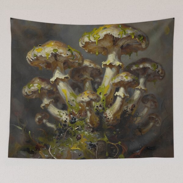 Item preview, Enchanted Mushroom Forest Oil Painting designed and sold by cr6zym1nd.