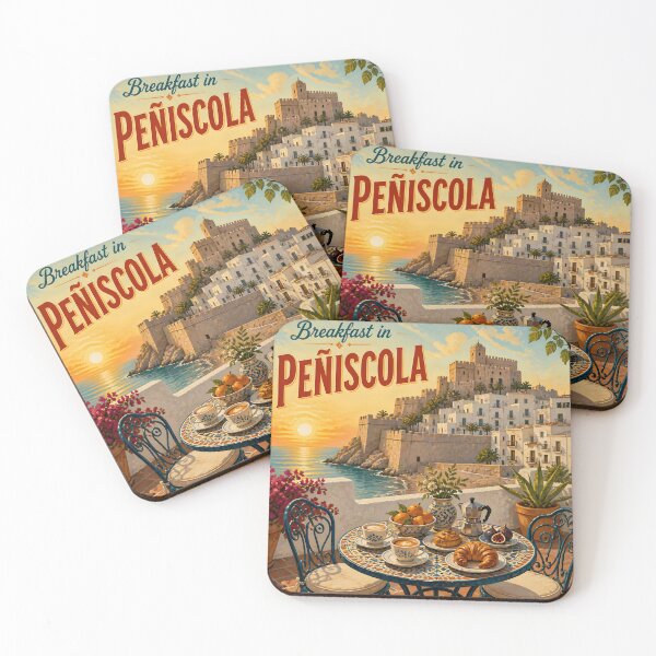 Item preview, Breakfast in Peñíscola Spain – Vintage Travel Poster designed and sold by LSVart.