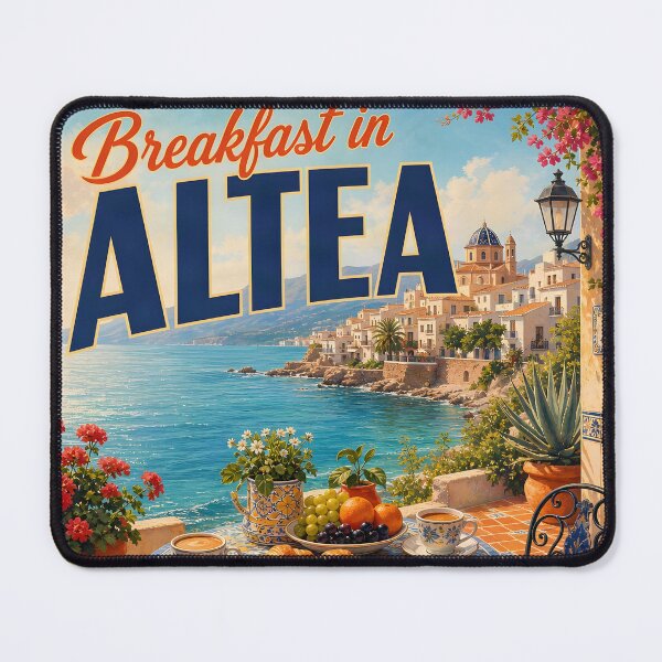 Item preview, Breakfast in Altea Spain – Vintage Coastal Travel Poster designed and sold by LSVart.