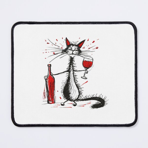 Item preview, Sketchy Shaggy Cat Wine Lover Illustration designed and sold by LelahMorar5.