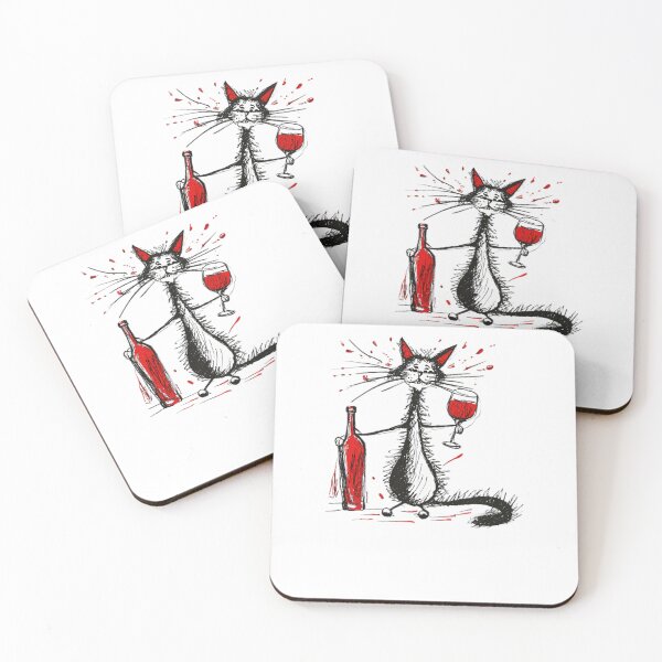 Item preview, Sketchy Shaggy Cat Wine Lover Illustration designed and sold by LelahMorar5.