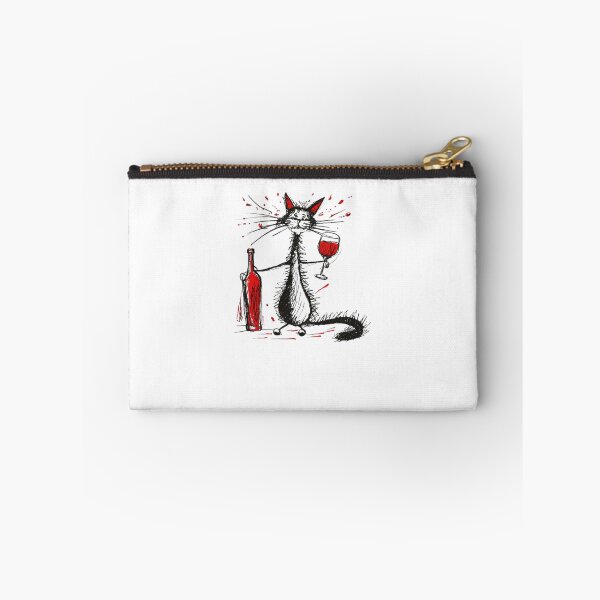 Item preview, Sketchy Shaggy Cat Wine Lover Illustration designed and sold by LelahMorar5.