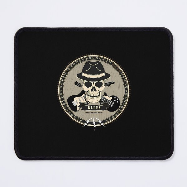 Item preview, Retro Blues Music Skull Guitar Badge Art designed and sold by LamChuc.