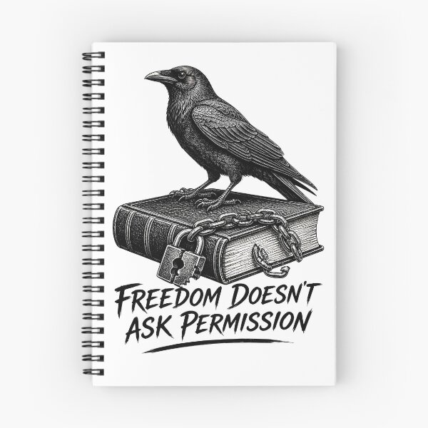 Item preview, Freedom Doesn't Ask Permission Crow Banned Book Design – Dark Literary Art designed and sold by TrendsByRhoy.