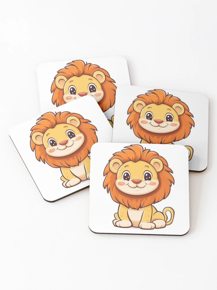 Thumbnail 1 of 5, Coasters (Set of 4), Lion Sticker designed and sold by RajDeals.