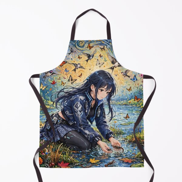 Item preview, Anime Girl Catching a Crayfish in a Magical Starry Lake designed and sold by m-y-A-I-A-R-T-.