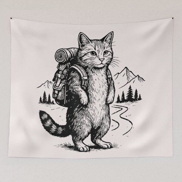 Item preview, Cat Hiking Mountain Backpacking Nature Lover designed and sold by Moscettakkk.