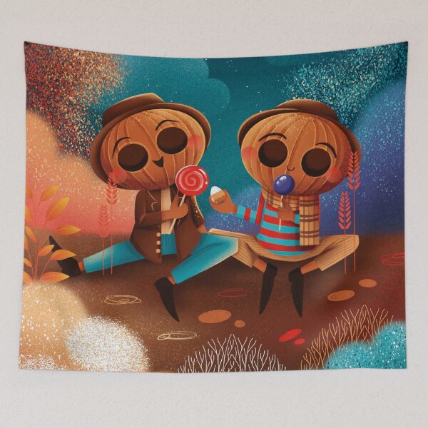 Item preview, Cute Halloween Pumpkins Eating Candy designed and sold by From_the_moon_illustrations.