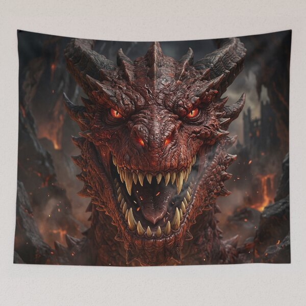 Item preview, Deadly Fierce Angry Red Fire Dragon Grinning At You designed and sold by LuckDragonGifts.