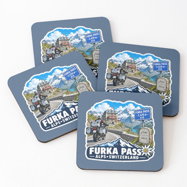 Item preview, Furka Pass Switzerland Furkapass Motorcycle Cycle Sticker TShirt 13a designed and sold by OuterShellUK.