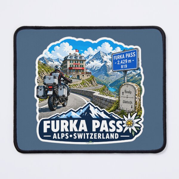 Item preview, Furka Pass Switzerland Furkapass Motorcycle Cycle Sticker TShirt 13a designed and sold by OuterShellUK.
