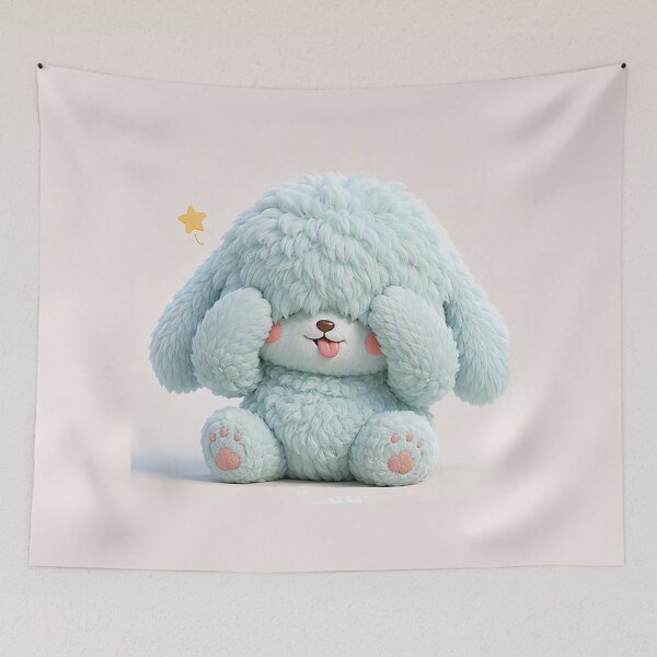 Item preview, Adorable fluffy pastel blue monster designed and sold by wonghong.