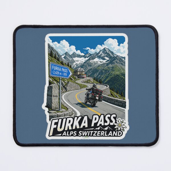 Item preview, Furka Pass Switzerland Furkapass Motorcycle Cycle Sticker TShirt 17a designed and sold by OuterShellUK.