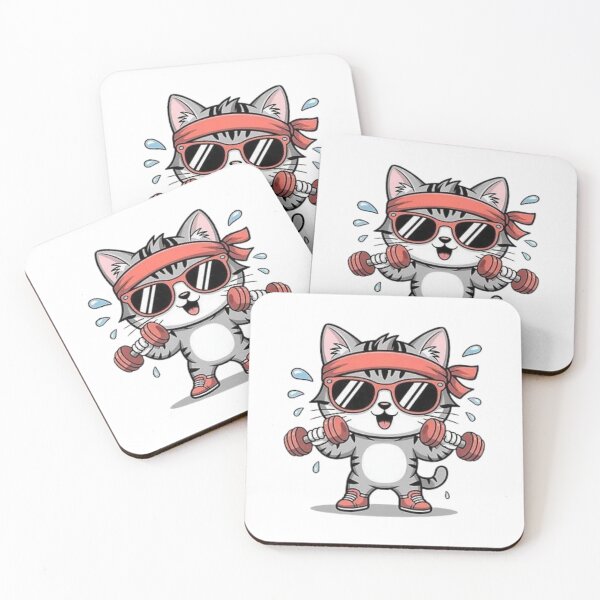 Item preview, Cute Gym Cat Workout T-Shirt – Funny Fitness Cat Design designed and sold by Cool Tee World .