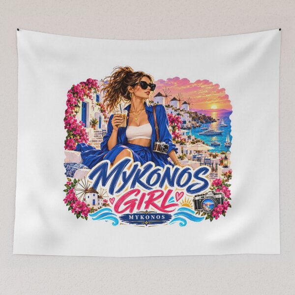 Item preview, Mykonos Girl Greece Aegean Summer Travel designed and sold by lorand-designs.