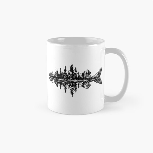 Item preview, Forest Fish Silhouette With Mountain Lake Reflection designed and sold by PixyPrint.