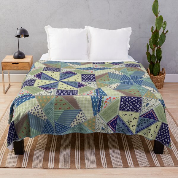 Item preview, Polish Folk Art-Inspired Patchwork Quilt - Hand-Sewn Look designed and sold by The Flying Bunny Studio.