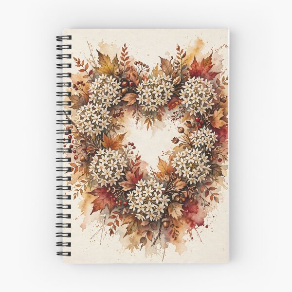 Item preview, An autumnal watercolor sketch of a heart shaped wreath designed and sold by Ponted.