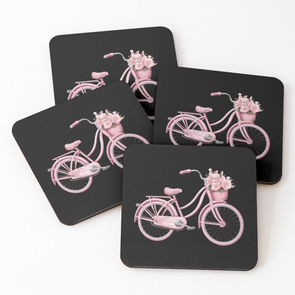 Item preview, Elegant Soft Pink Vintage Bicycle Floral Basket designed and sold by EdaProsacco64.