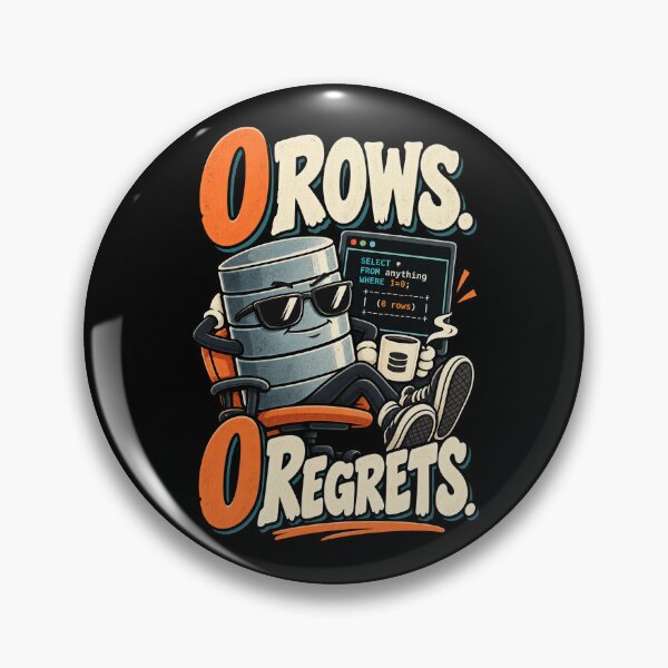 Artikelvorschau, 0 Rows 0 Regrets Funny SQL Database Humor entworfen und verkauft von MOTIFOLK.