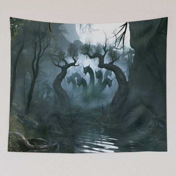 Item preview, A massive Hydra emerging from a mist-covered swamp, Fantasy & Mythological Creatures designed and sold by CDC40.