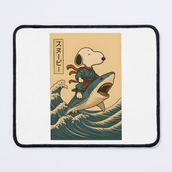Item preview, Snoopys Riding Shark Japanese Funny Cartoon Dog designed and sold by EruvynStudiose.