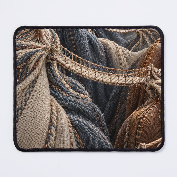 Item preview, Suspension Bridges Across Woven Textile Mountains – Surreal Fiber Landscape Art designed and sold by Kaleidoscope Print.