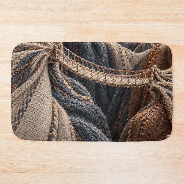 Item preview, Suspension Bridges Across Woven Textile Mountains – Surreal Fiber Landscape Art designed and sold by Kaleidoscope Print.