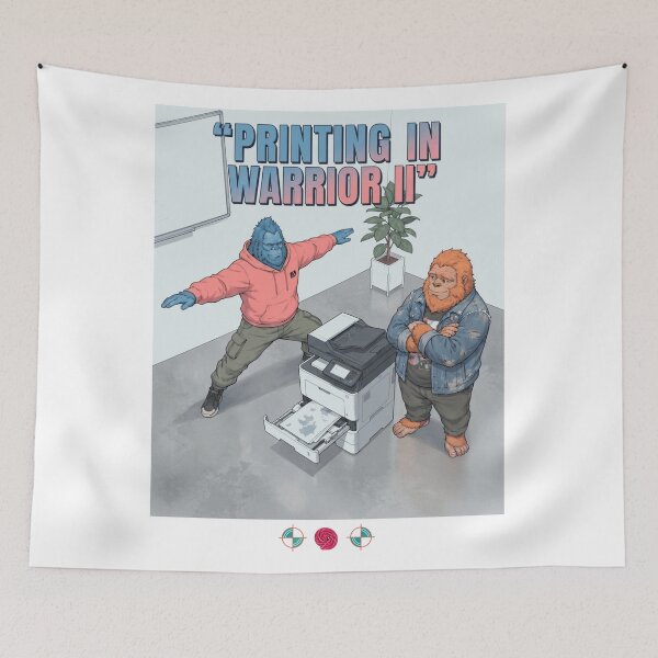 Item preview, Printing in Warrior II - Funny Bigfoot Office Yoga Design designed and sold by Whimsy Trail Co.