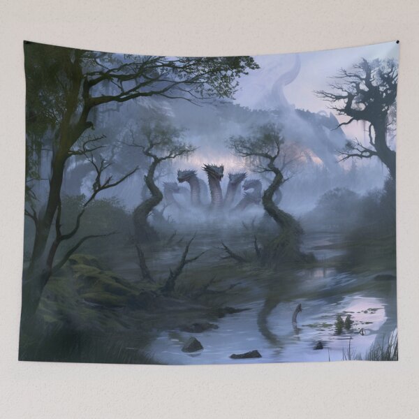 Item preview, A massive Hydra emerging from a mist-covered swamp, Fantasy & Mythological Creatures designed and sold by CDC40.