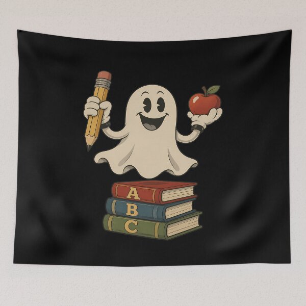 Item preview, Cute Ghost Teacher – Halloween Classroom, Books and Apple  designed and sold by Art-Arcade6.