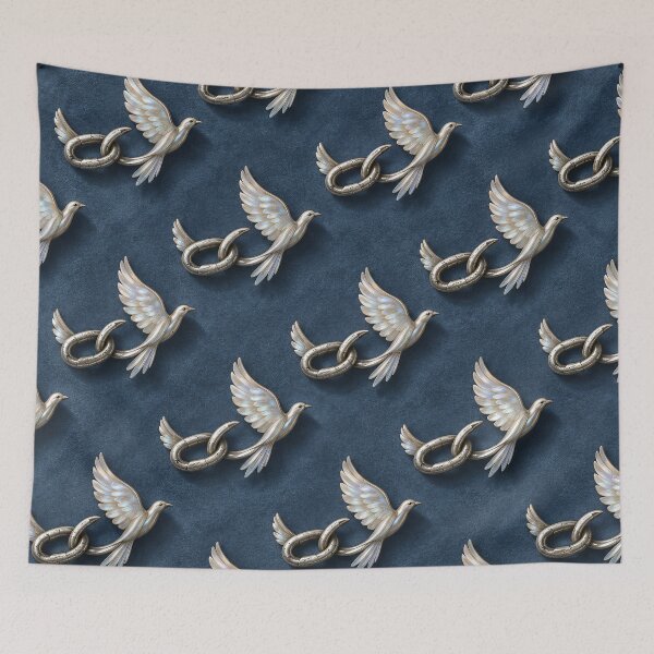 Item preview, Pearl Dove Breaking a Silver Chain – Freedom and Liberation Pattern designed and sold by Kaleidoscope Print.
